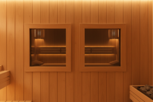 Load image into Gallery viewer, Two Sauna Windows on Cedar Build
